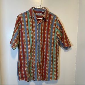 Impact 100% cotton short sleeve button‎ down shirt men's size large
